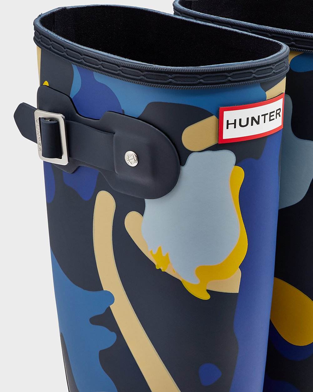 Galochas Altas Hunter Feminina Azul Marinho Camufladas - Original Rockpool Camo - 40VLEHQCB